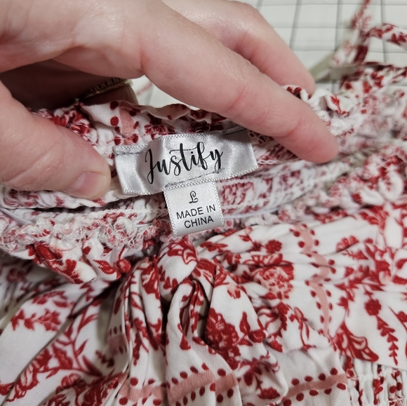Justify Smocked Midi Dress, Red/White, Large - Picture 8 of 10